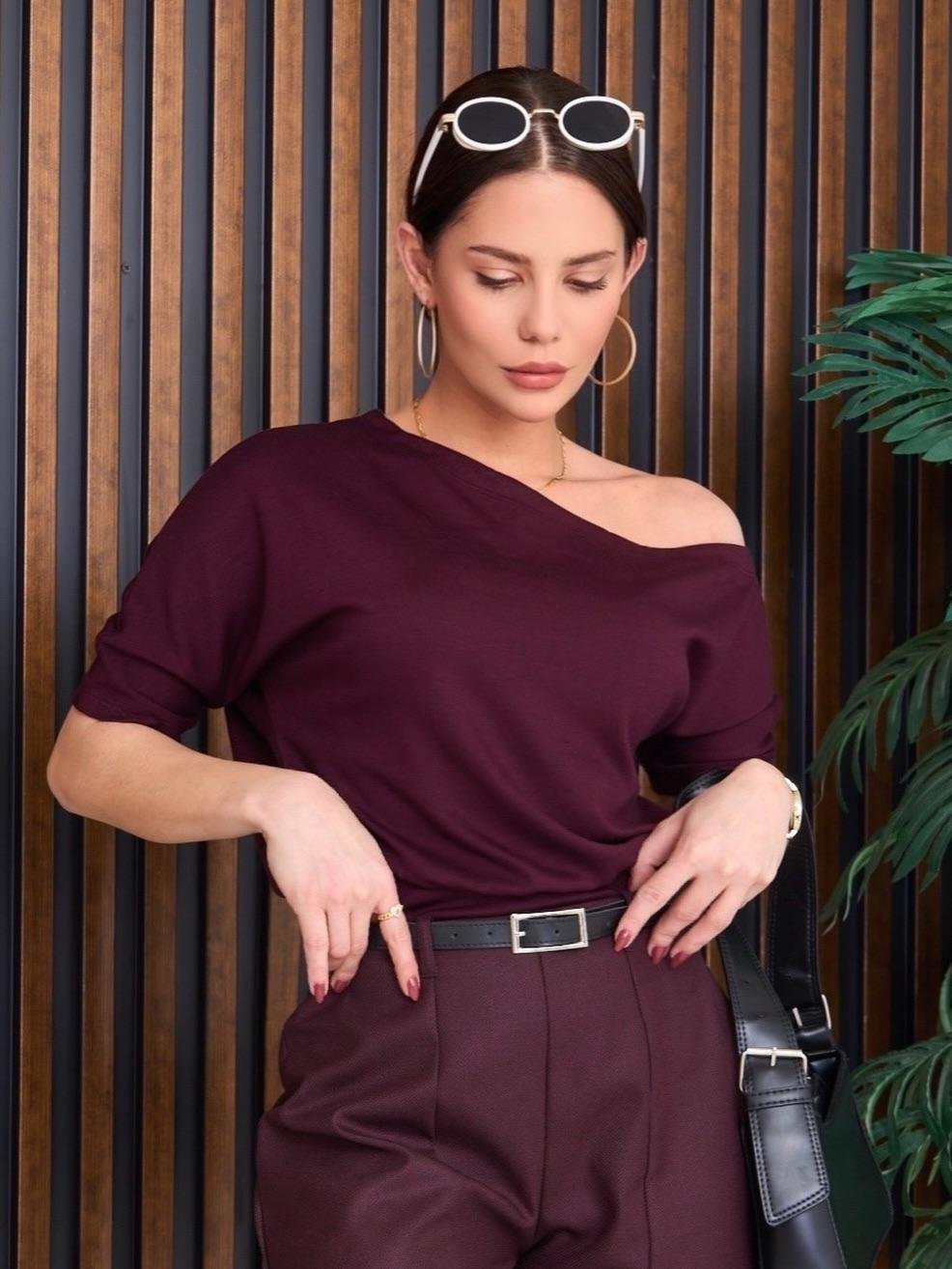 Modal Kumaş Yarasakol Tek Omuz Düşük Bluz