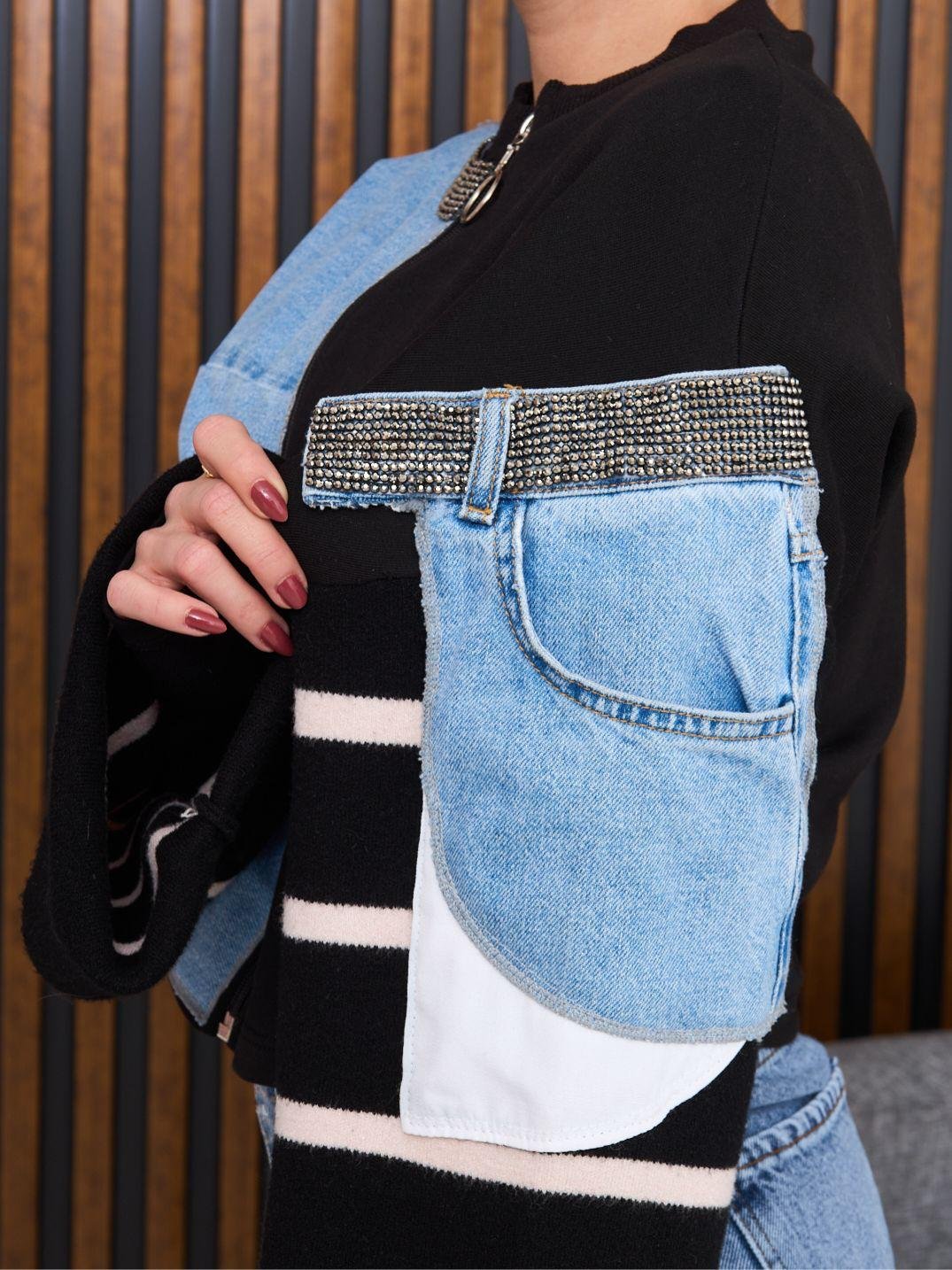 Taş ve Kot Tasarım Hırka - Görsel 4