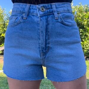 Yüksek Bel Kesik Paça Denim Şort