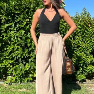 ZR Model Krem Parlak Dökümlü Pantolon