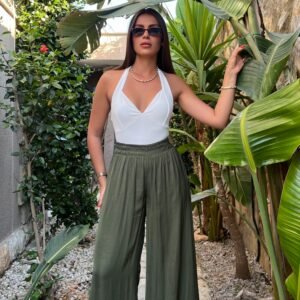 ZR Model Yeşil Parlak Dökümlü Pantolon