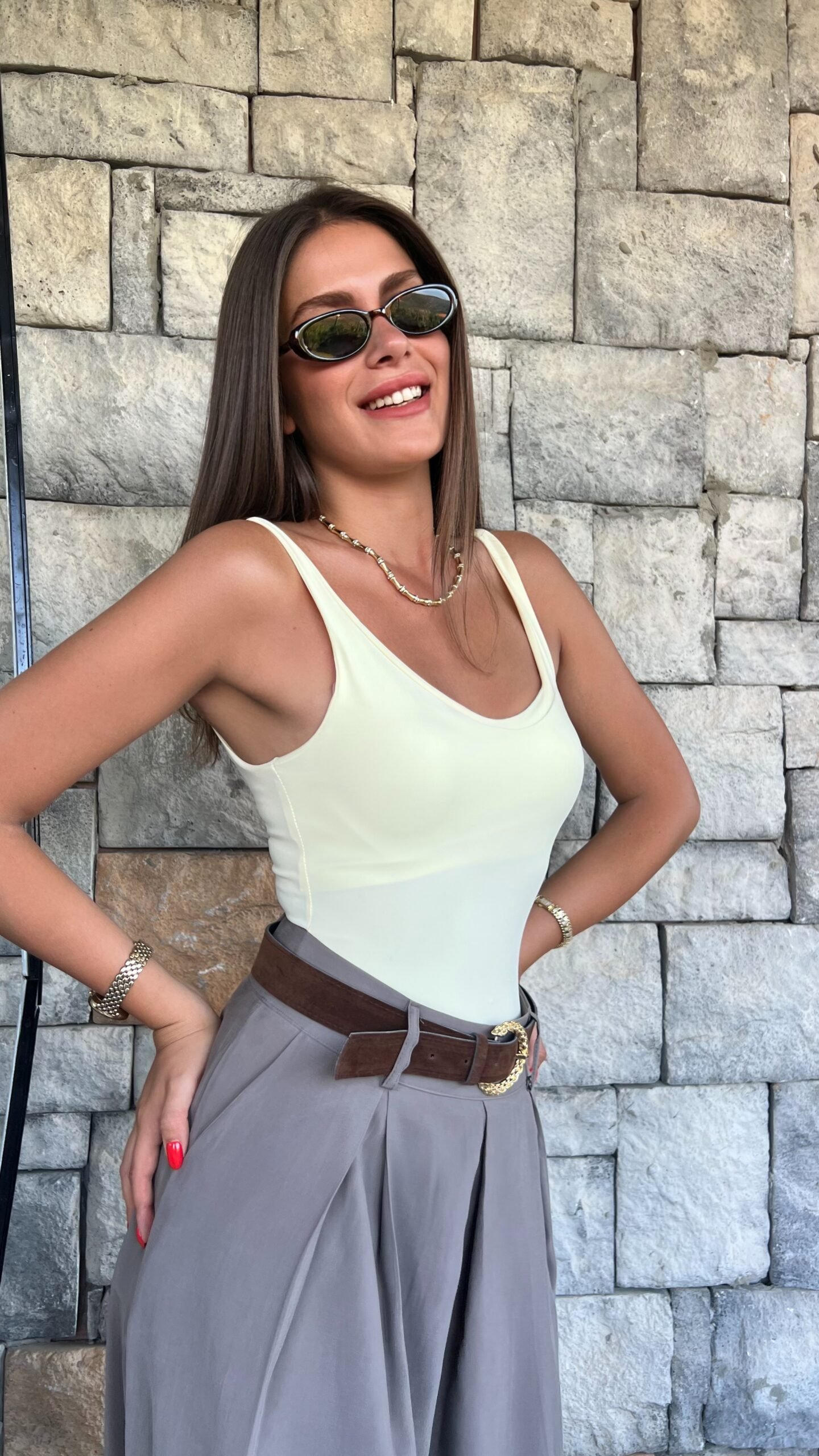 Sarı U Yaka Çıtçıtlı Yarım Astarlı Bodysuit - Görsel 3